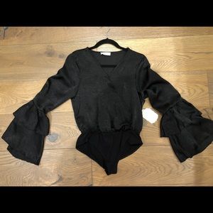 altard state silk long sleeve black bodysuit!